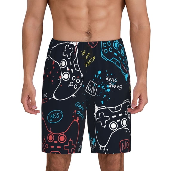 Gaeub Joystick Gamepad Printed Men's Short Pajama Pants, Lightweight Lounge & Sleep Bottoms Keep You Cool - XX-Large