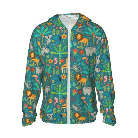 Gaeub Jungle Animals Men's and Women's UPF 50+ Long-Sleeved Sun Protection Clothing, Fishing Shirt Long Sleeve Zip - 3X-Large