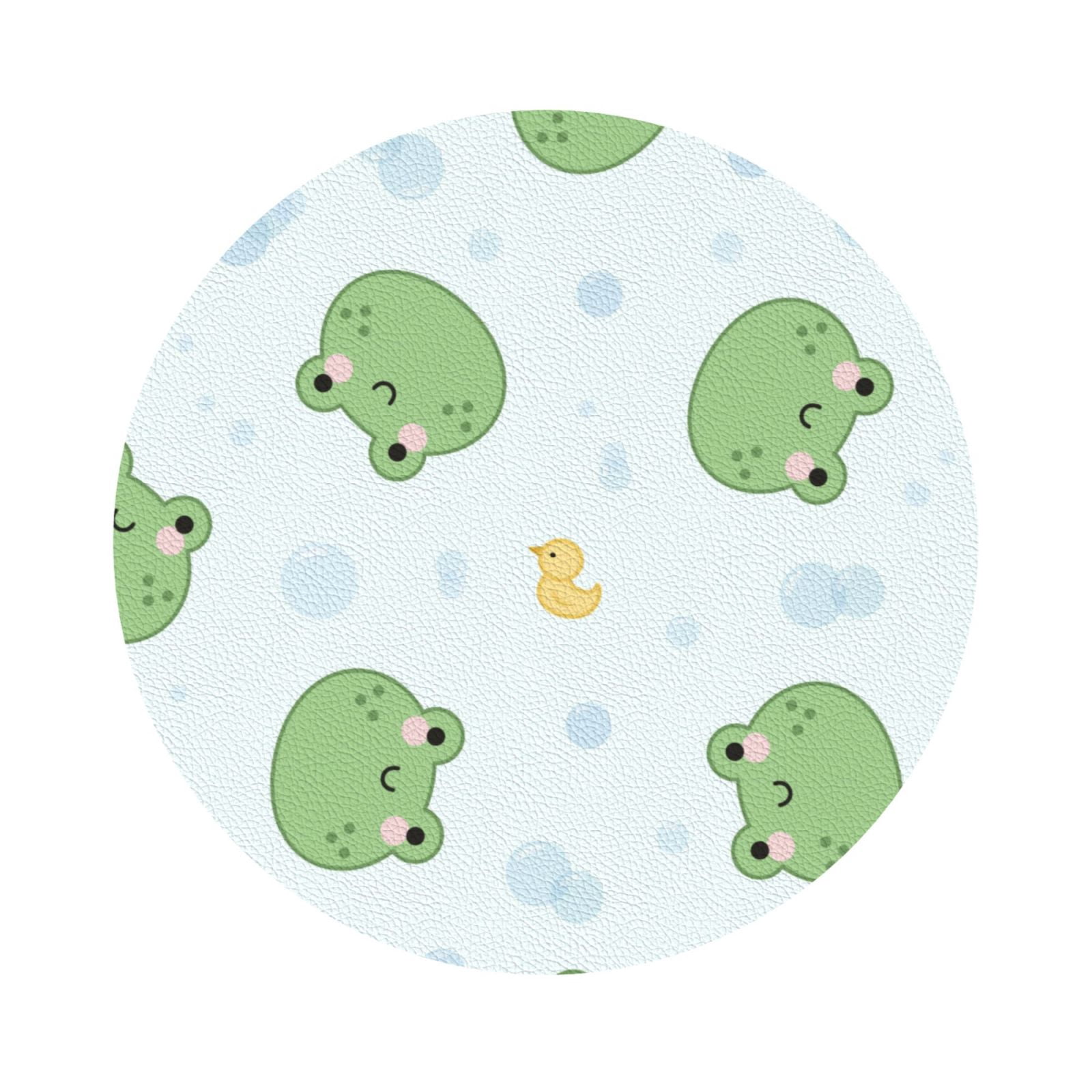Gaeub Kawaii Frogs Print 6 Pcs Leather Coasters for Drinks ,Drink