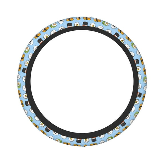 Gaeub Kawaii Sushi Breathable Stretch Elastic Steering Wheel Cover, Cool in Summer and Warm in Winter, Universal 15 inch