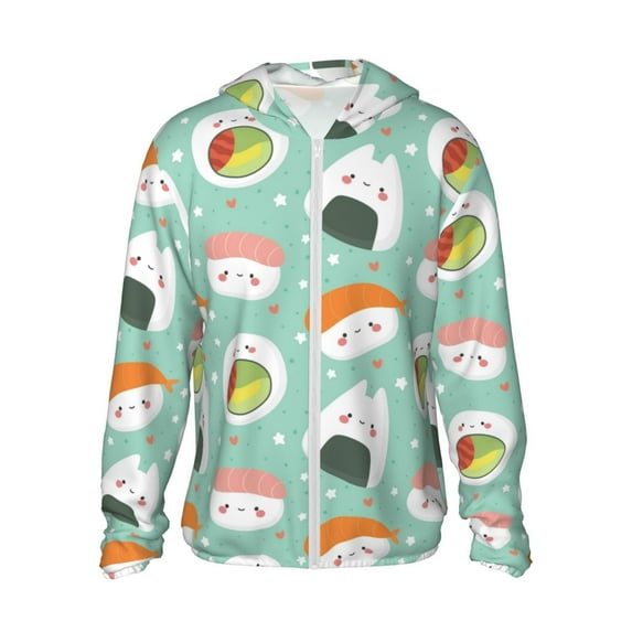 Gaeub Kawaii Sushi Men's and Women's UPF 50+ Long-Sleeved Sun Protection Clothing, Fishing Shirt Long Sleeve Zip - XX-Large