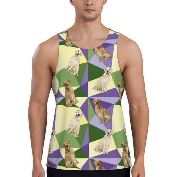 Gaeub Labrador Retriever Dog Men's Athletic Tank Top, Workout Sleeveless Shirts, Running Tank Tops for Gym, Running, Training - 3X-Large
