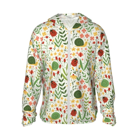 Gaeub Ladybug And Wild Flowers Men's and Women's UPF 50+ Long-Sleeved Sun Protection Clothing, Fishing Shirt Long Sleeve Zip-X-Large