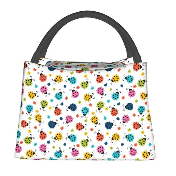 Gaeub Ladybugs And Flowers Collapsible Cooler Bag Insulated,Leakproof Food Bag for Hot or Cold Food Delivery,Travel Insulated Bag, or Beach Cooler Bags