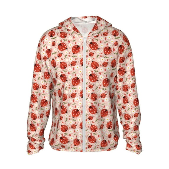 Gaeub Ladybugs With Heart Spots Men's and Women's UPF 50+ Long-Sleeved Sun Protection Clothing, Fishing Shirt Long Sleeve Zip-Medium