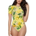 thumbnail image 1 of Gaeub Lemon Women'S Short Sleeve One Piece Swimsuit Sexy High-Waisted Bodysuit For Swimming, Beach, Sports - Large, 1 of 9