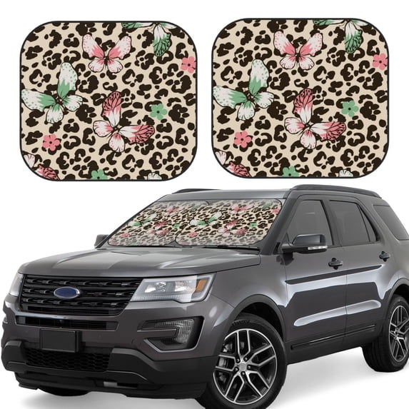 Gaeub Leopard Dots Foldable Auto Sun Blocker Visor, Sunshade for Car Front Window, Keeps Your Vehicle Cool - Medium