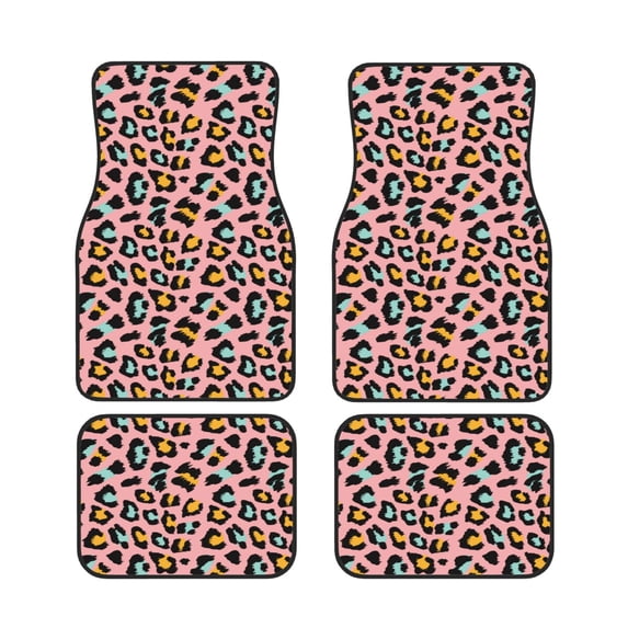 Gaeub Leopard Print 4 Pieces Car Floor Mats Car,Universal Car Carpet Mats,Fit for SUV, Vans, Sedans,Trucks