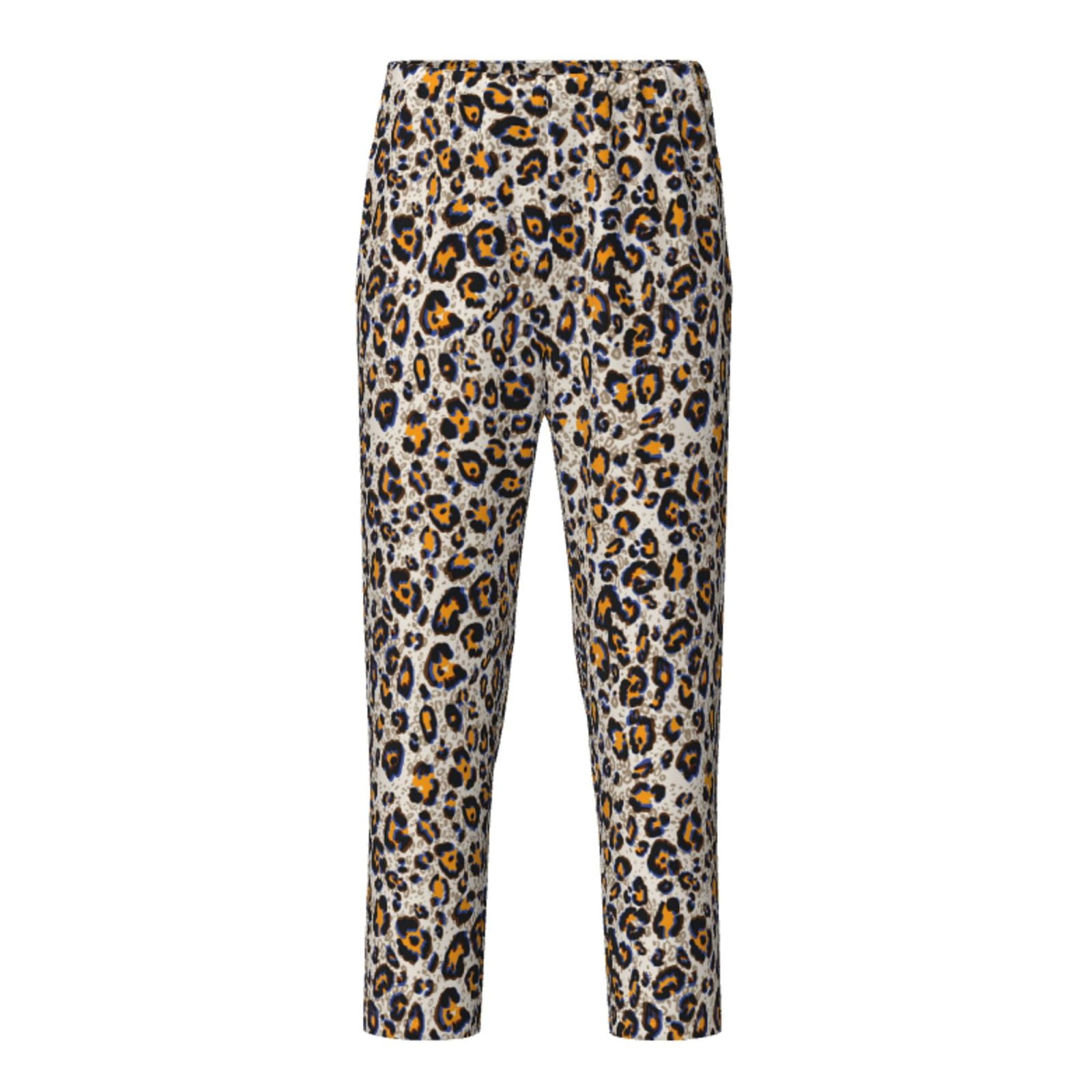 Drawstring Leopard Pants with Pockets