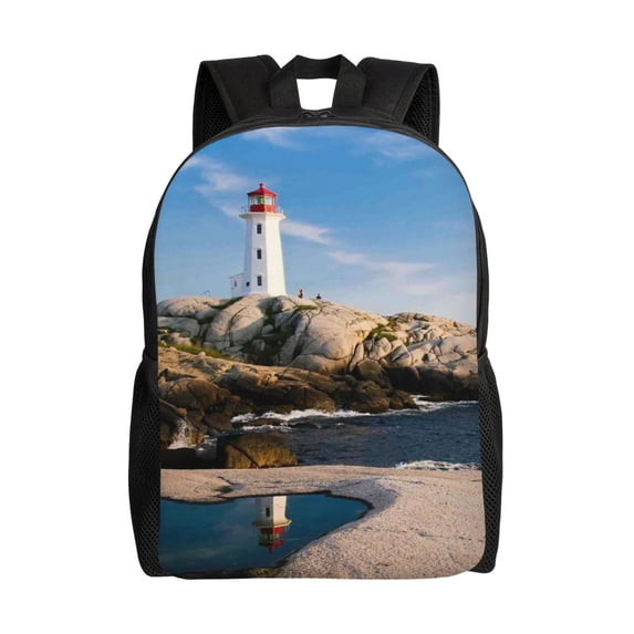 Gaeub Lighthouse Print Unisex Backpacks, College Bookbag,Daypack with Padded 15" Laptop Sleeve,for School, Work, and Travel
