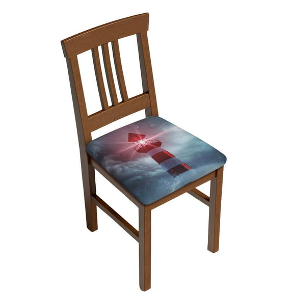 Gaeub Lighthouse in a Stormy Sea Square Chair Seat Covers, Stretch Fitted Printed Chair Seat Cushion Cover for Kitchen, Office - One Size