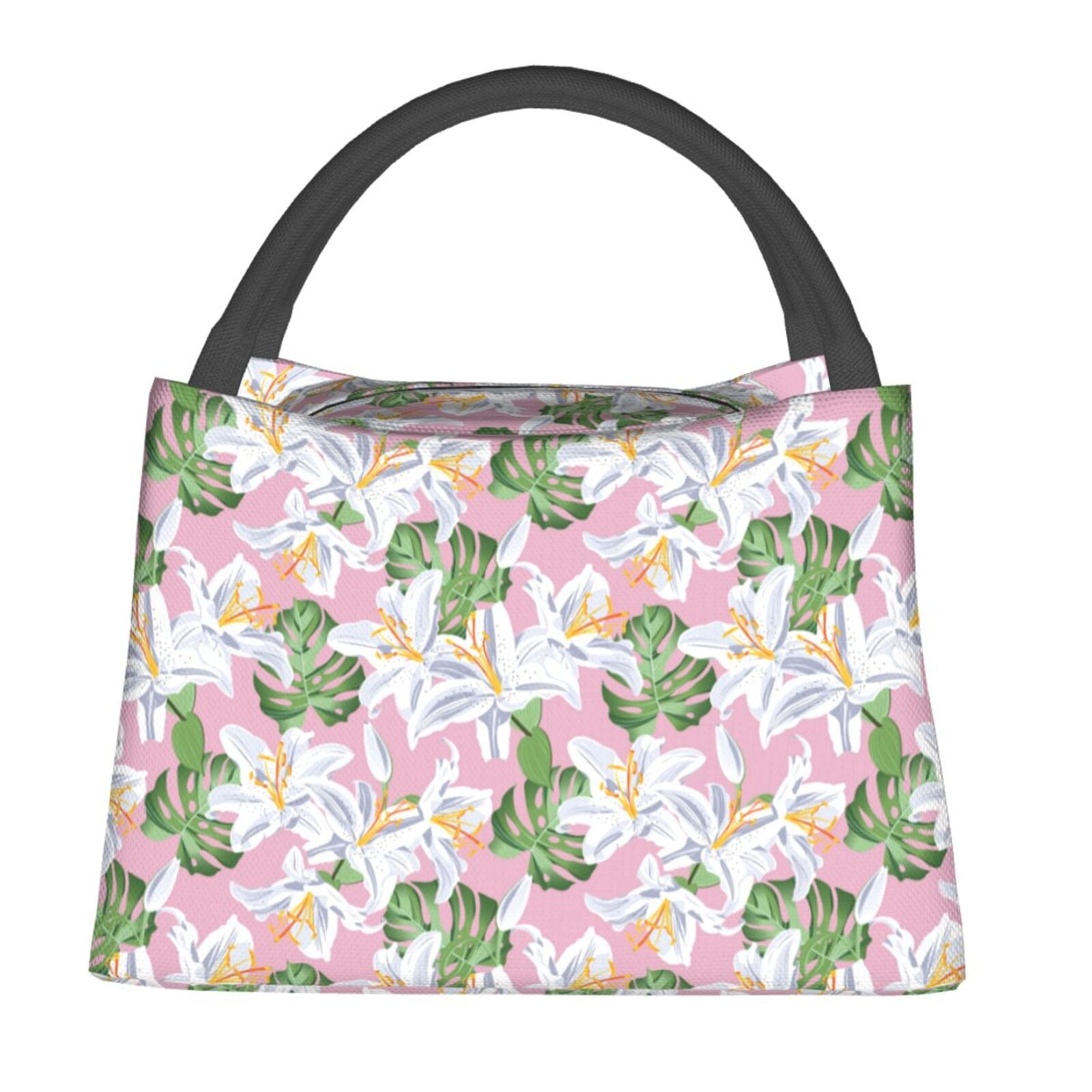 Gaeub Lilies Flowers Collapsible Cooler Bag Insulated,Leakproof Food