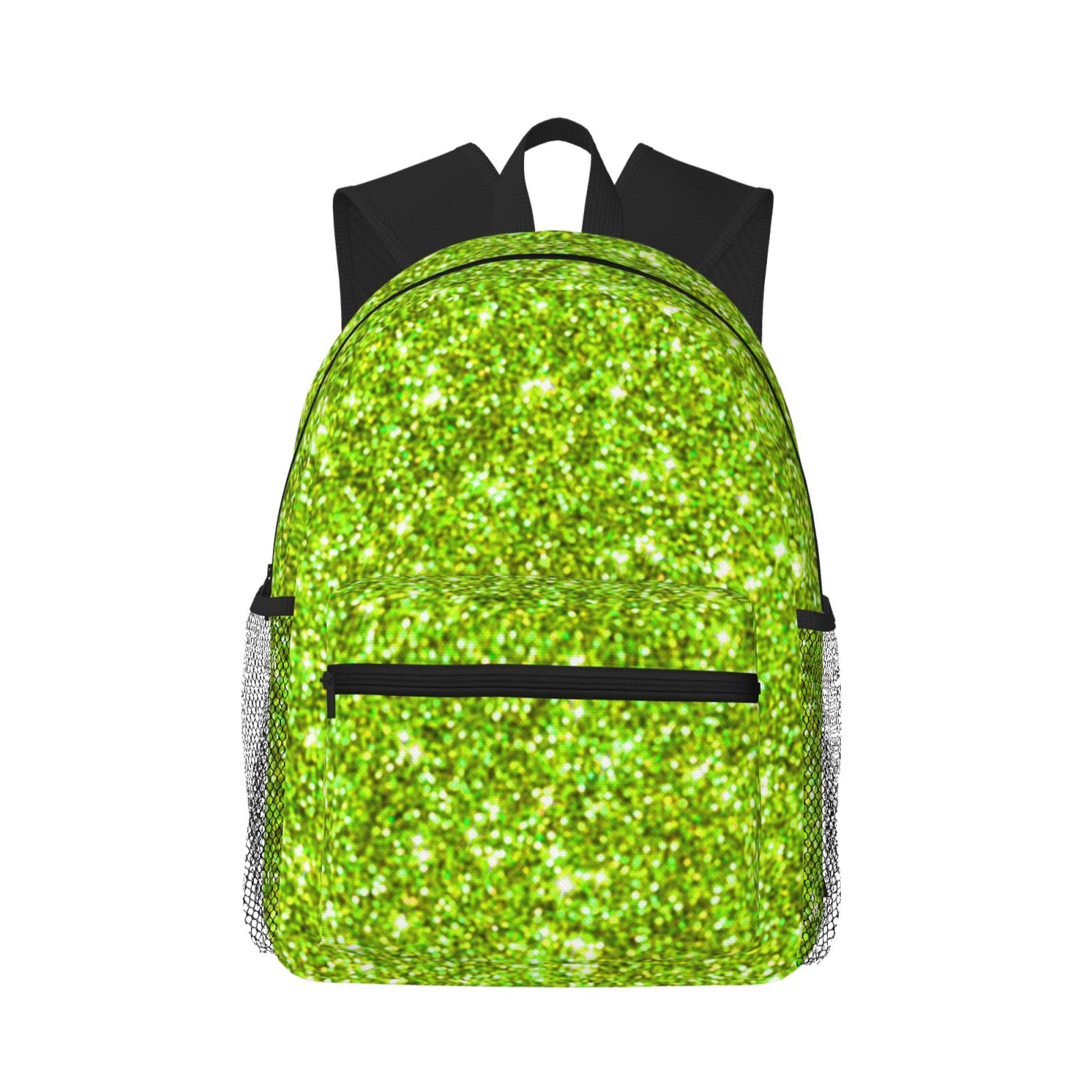 Gaeub Lime green glitter School Backpack Waterproof Bookbag 