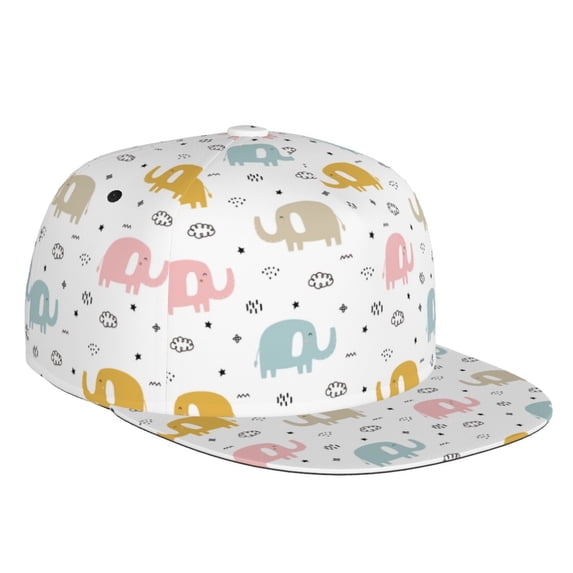 Gaeub Little Elephant Flat Bill Snapback Hats Baseball Caps with Adjustable for Running Workouts and Outdoor Activities