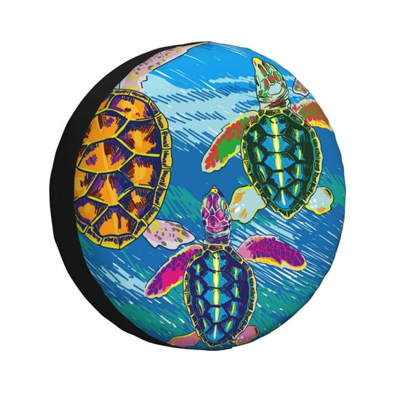 Gaeub Little Sea Turtles 14-17in Tire Cover, Spare Tire Cover, for Camper Caravan, Trailer, Car, Truck, SUV, Jeep - 15 inch