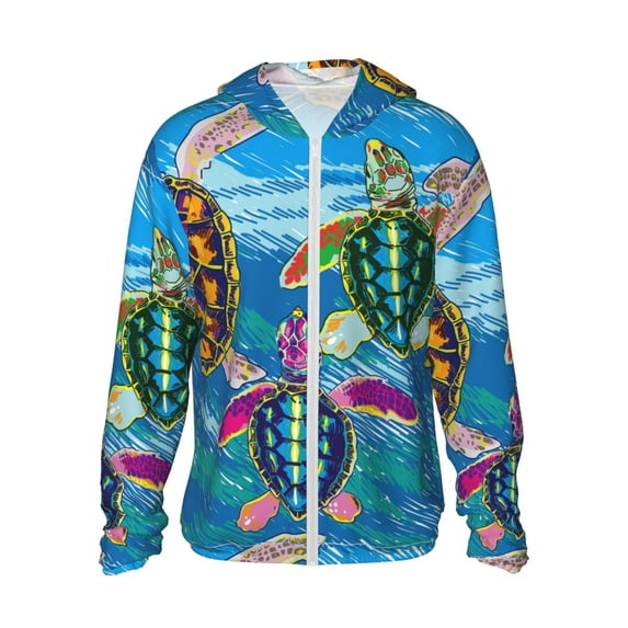 Gaeub Little Sea Turtles Men's and Women's UPF 50+ Long-Sleeved Sun Protection Clothing, Fishing Shirt Long Sleeve Zip - XX-Large