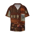 thumbnail image 1 of Gaeub Log Cabin Inside Men's Lapel Short Sleeve Shirt, Relaxed Fit Shirt, Soft and Breathable for Outdoors Party Travel - XX-Large, 1 of 7