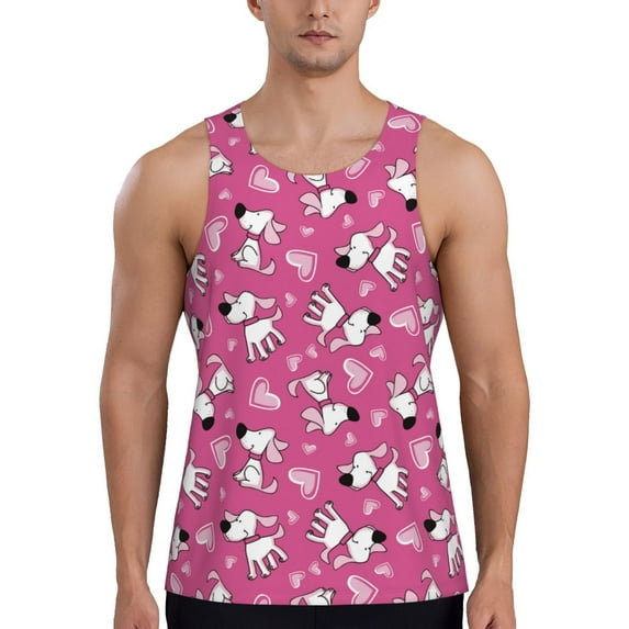 Gaeub Love Dog Men's Athletic Tank Top, Workout Sleeveless Shirts, Running Tank Tops for Gym, Running, Training - X-Large