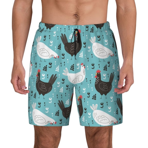 Gaeub Lovely Roosters Mens Swim Trunks Stretch Beach Shorts Quick Dry for Men Swim Shorts Swimwear with Pockets- XX-Large