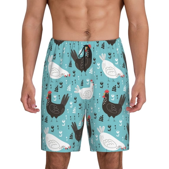 Gaeub Lovely Roosters Printed Men's Short Pajama Pants, Lightweight Lounge & Sleep Bottoms Keep You Cool - X-Large