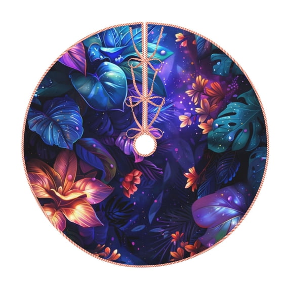 Gaeub Magic Colorful Forest Leaves Print Christmas Tree Skirt,Christmas Decorations,Round Xmas Skirt for Christmas Indoor Decorations Xmas Winter Holiday Party Supplies-36"