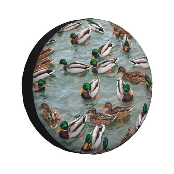 Gaeub Mallard Ducks Swimming 14-17in Tire Cover, Spare Tire Cover, for Camper Caravan, Trailer, Car, Truck, SUV, Jeep-14 inch