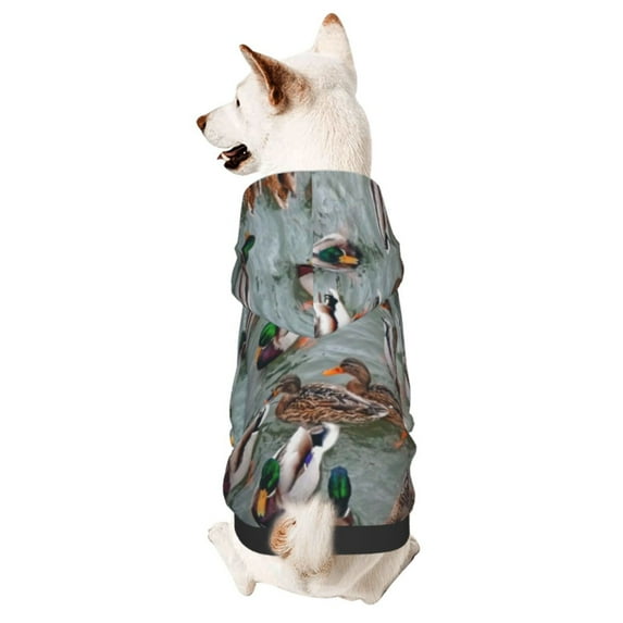 Gaeub Mallard Ducks Swimming Dog Hoodie Sweatshirts Warm Dog Clothes for Small Dogs,Puppy and Cat Costume-X-Large