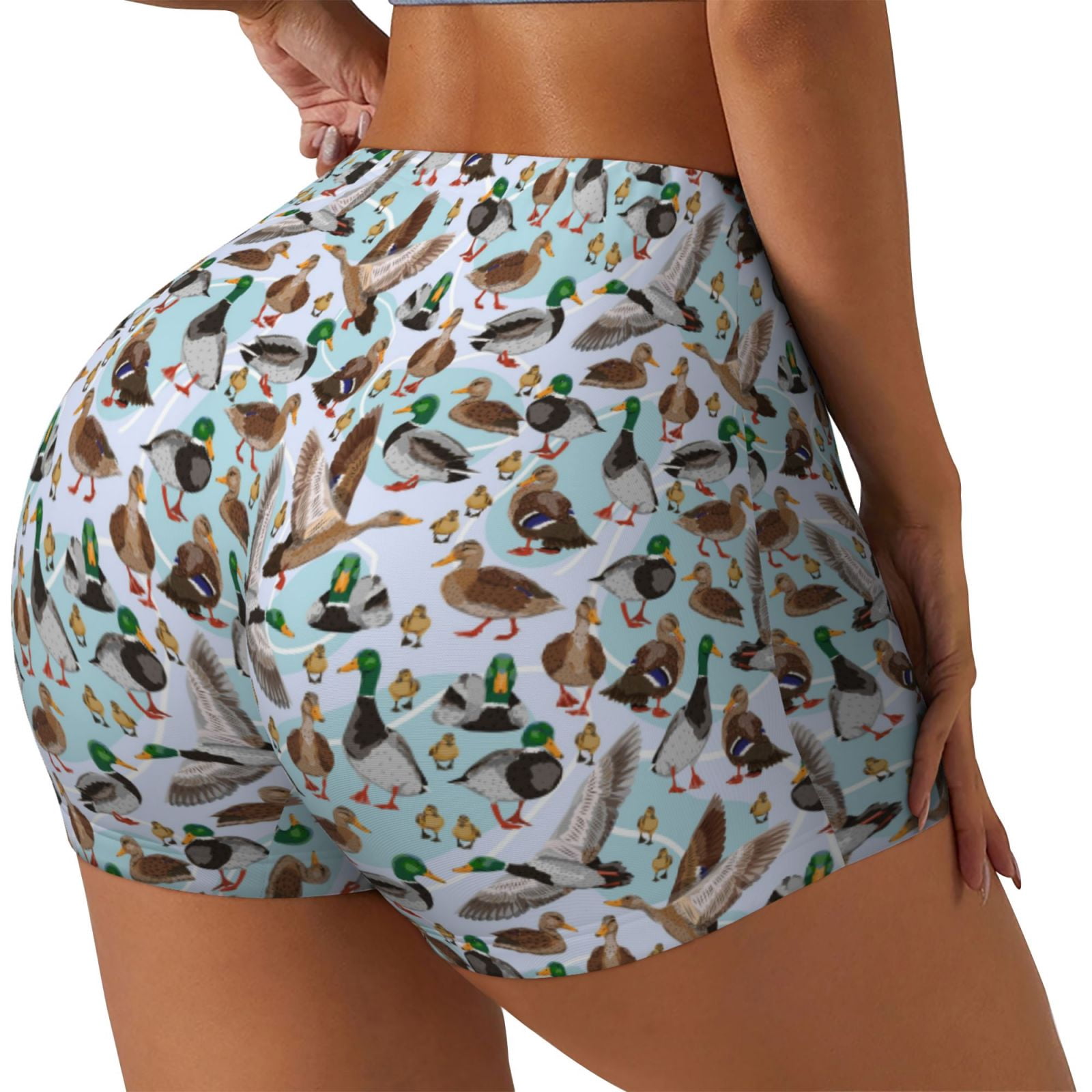 Black Duck Mallard Pattern Print Women's Shorts