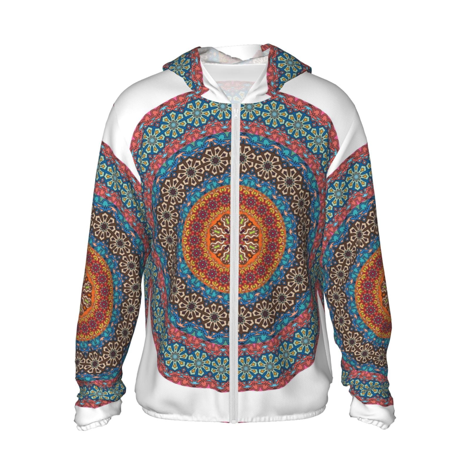 Gaeub Mandala Men's and Women's UPF 50+ Long-Sleeved Sun Protection Clothing, Fishing Shirt Long Sleeve Zip - Small