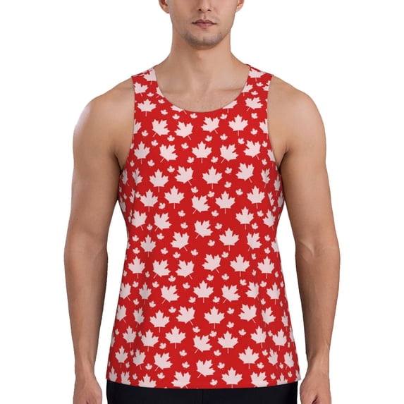 Gaeub Maple Leaves Men's Athletic Tank Top, Workout Sleeveless Shirts, Running Tank Tops for Gym, Running, Training - XX-Large