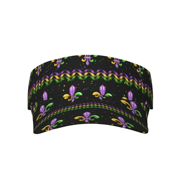 Gaeub Mardi Gras Fleur de Lis Sun Visor Hats with Empty Top and Adjustable, UV Protection for Golf Tennis Cycling Running