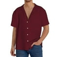 thumbnail image 1 of Gaeub Maroon Men's Lapel Short Sleeve Shirt,Cuban Shirts For Men,Short Sleeve Button Down Men, Soft and Breathable for Outdoors Party Travel-4X-Large, 1 of 5