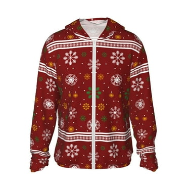 Gaeub Merry Christmas Men's and Women's UPF 50+ Long-Sleeved Sun Protection Clothing, Fishing Shirt Long Sleeve Zip - Small