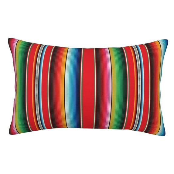 Gaeub Mexican Serape Blanket Stripes Print Double Sided Plush Decorative Throw Pillow Cover, Sofa Cushion Cover, Plush Cushion Cover,Excluding Pillow Core-14"x20"