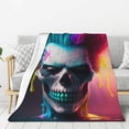 thumbnail image 1 of Gaeub Modern Abstract Colorful Skull A Print Flannel Throw Blanket, Home Fleece Throw Blanket for Couch or Bed,Decorative Blankets,Lightweight Fuzzy Flannel Blanket-80"x60", 1 of 6