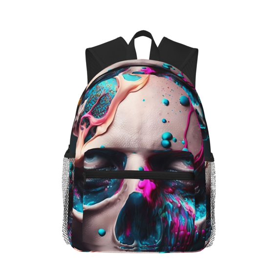 Gaeub Modern Abstract Colorful Skull B School Backpack Waterproof Bookbag for Men Women College High School Bags