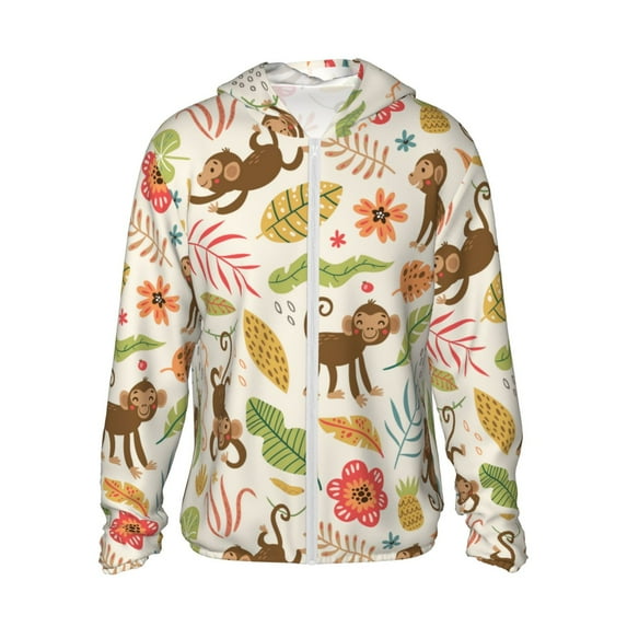 Gaeub Monkeys in the Jungle Men's and Women's UPF 50+ Long-Sleeved Sun Protection Clothing, Fishing Shirt Long Sleeve Zip - Small