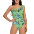 thumbnail image 1 of Gaeub Motorcycle Riding Dinosaur Women's One Shoulder Ruffle Tummy Control Swimwear for Swimming Surfing Beach Party - X-Large, 1 of 8