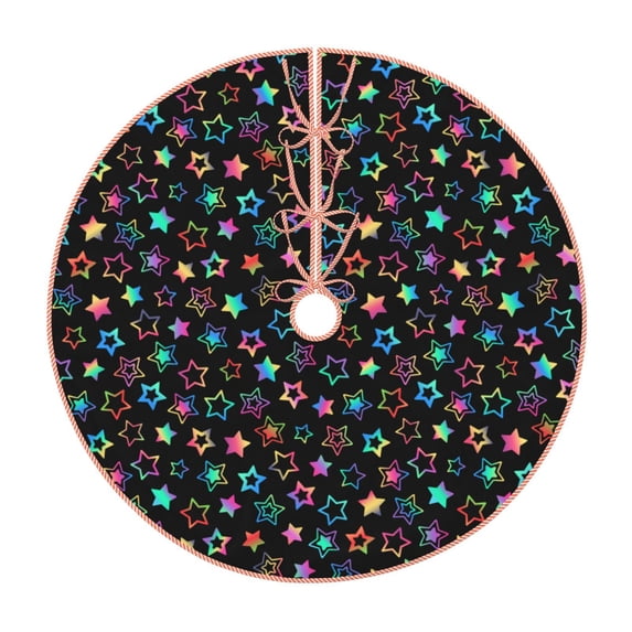 Gaeub Multi-Colored Stars Print Christmas Tree Skirt,Christmas Decorations,Round Xmas Skirt for Christmas Indoor Decorations Xmas Winter Holiday Party Supplies-36"