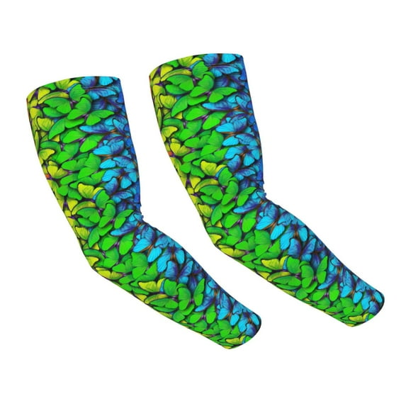 Gaeub Multicolored Butterflies Cooling Sleeves for Women, Arm Sleeves, UV Sun Protection Sleeve to Cover with Silicone Anti-Slip