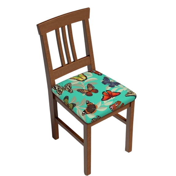 Gaeub Multicolored Butterflies Square Chair Seat Covers, Stretch Fitted Printed Chair Seat Cushion Cover for Kitchen, Office - One Size