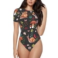 thumbnail image 1 of Gaeub Mushroom With Snails Women'S Short Sleeve One Piece Swimsuit Sexy High-Waisted Bodysuit For Swimming, Beach, Sports - Large, 1 of 9
