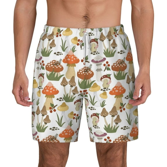 Gaeub Mushrooms Mens Swim Trunks Stretch Beach Shorts Quick Dry for Men Swim Shorts Swimwear with Pockets- 3X-Large