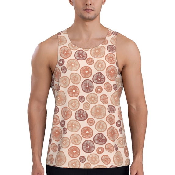 Gaeub Mushrooms2 Men's Athletic Tank Top, Workout Sleeveless Shirts, Running Tank Tops for Gym, Running, Training - X-Large