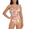 thumbnail image 1 of Gaeub Mushrooms2 Women's One Shoulder Ruffle Tummy Control Swimwear for Swimming Surfing Beach Party - Small, 1 of 8