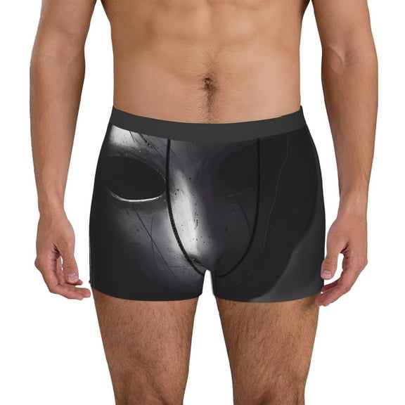 Gaeub Mystical Masked Figure Monochrome Print Men's Boxer Briefs,Super Fit Boxer Briefs for Men,Quick-Dry Underwear with 4-Way Stretch-Small