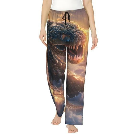 Gaeub Mythical Serpent Mountain Sunrise Soft Pajama Pants for Women, Wide Leg Comfy Casual Lounge Yoga Capri Pants Wide Leg-
