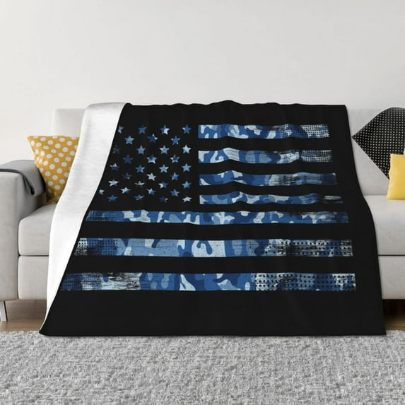 Gaeub Navy Camouflage American Flag Printed Flannel Throw Blanket,Plush Throw,Fuzzy Bed Blanket for Bedding Sofa and Travel,Decorative Blanket-40"x30"