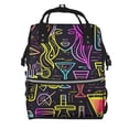 thumbnail image 1 of Gaeub Neon Bar Drinks Print Mummy Diaper Bag Backpack,Durable Maternity Baby Nappy Casual Shoulder Bags,Travel Hiking Outdoor Pack, 1 of 6