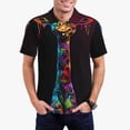 thumbnail image 1 of Gaeub Neon Psychedelic Giraffe Print Men's Polo Shirts, Short Sleeve Golf Performance Shirts,Stretchy Golf Shirts,Casual Summer Beach Shirts-4X-Large, 1 of 6